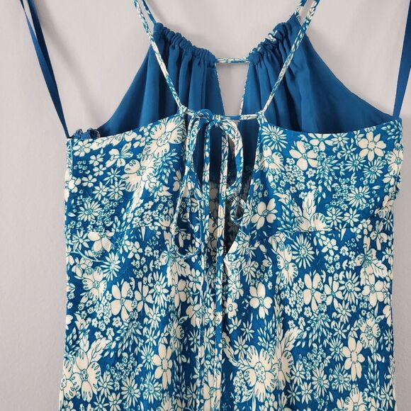 New Free People Bon Voyage Floral Print Woven Midi Dress In Blue Combo Size M - Picture 7 of 9